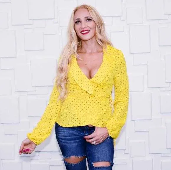 Polka Dot Wrap Top - Yellow