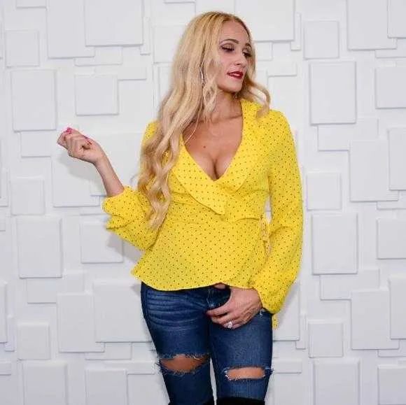 Polka Dot Wrap Top - Yellow