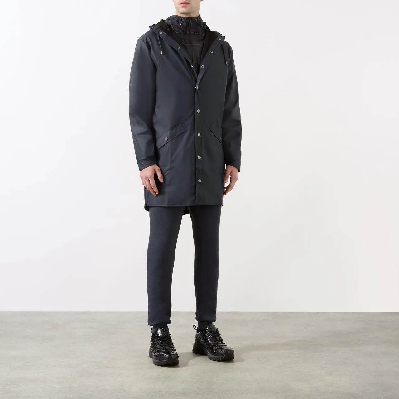 RAINS Long Jacket Unisex - Navy