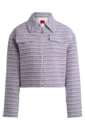 Relaxed-fit cropped jacket in a bouclé cotton blend