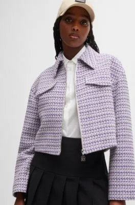 Relaxed-fit cropped jacket in a bouclé cotton blend