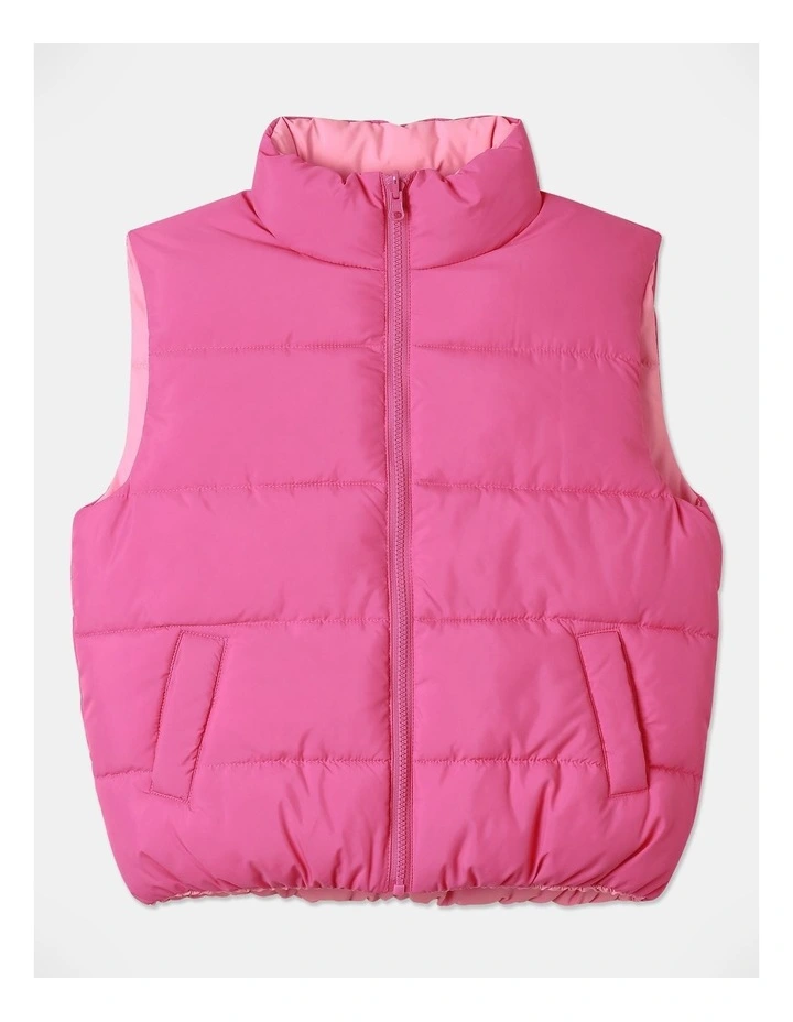 Reversible Puffer Vest in Pink