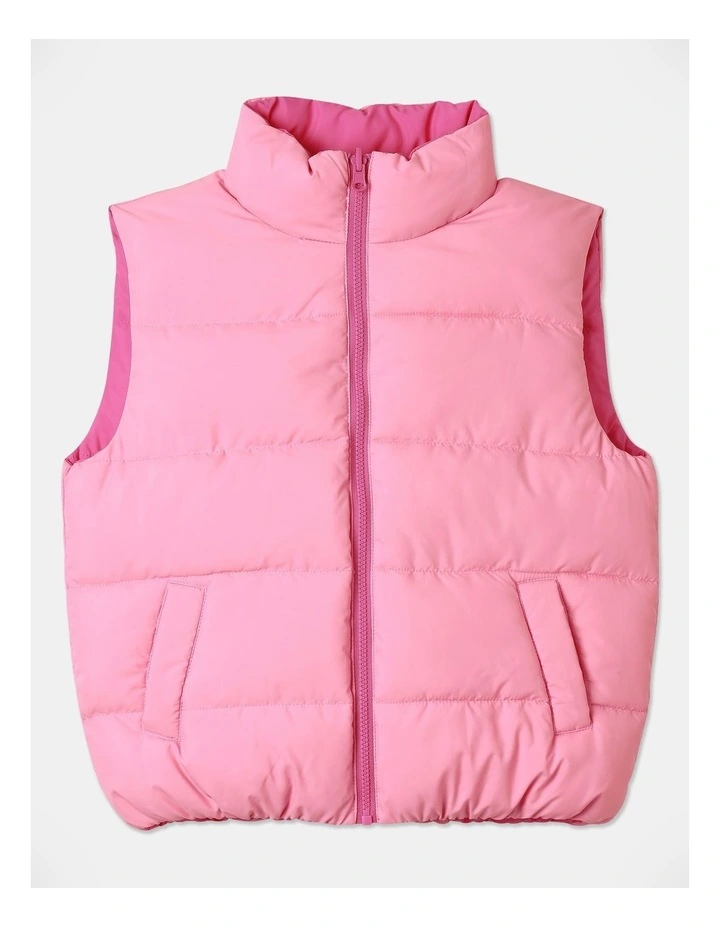 Reversible Puffer Vest in Pink