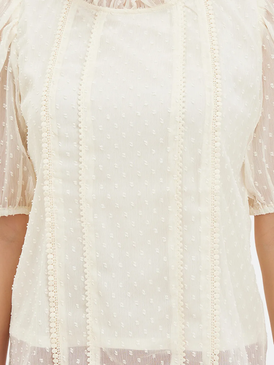 Samantha Textured Top With Lace