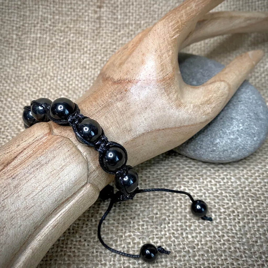 Shungite Shambhala Bracelet, Black Macrame, Adjustable