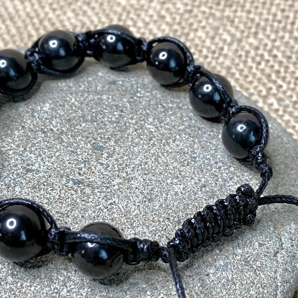 Shungite Shambhala Bracelet, Black Macrame, Adjustable