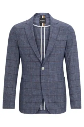 Slim-fit micro-patterned jacket in checked serge