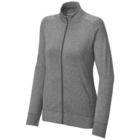 Sport-Tek Women's Charcoal Grey Heather Sport-Wick Stretch Full-Zip Cadet Jacket