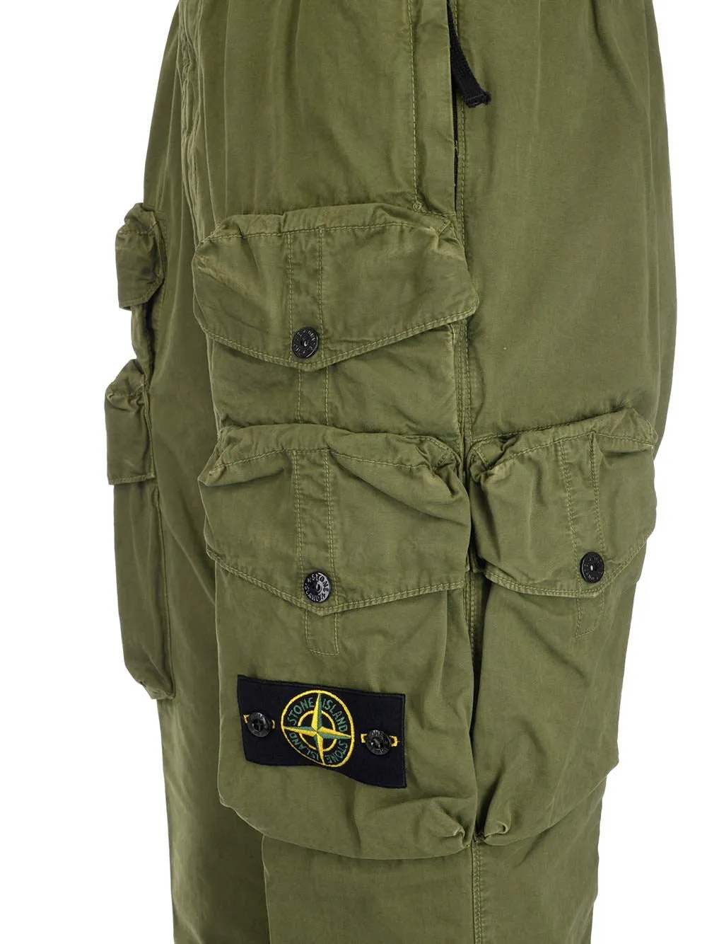 Stone Island High Waist Logo Patch Cargo Pants