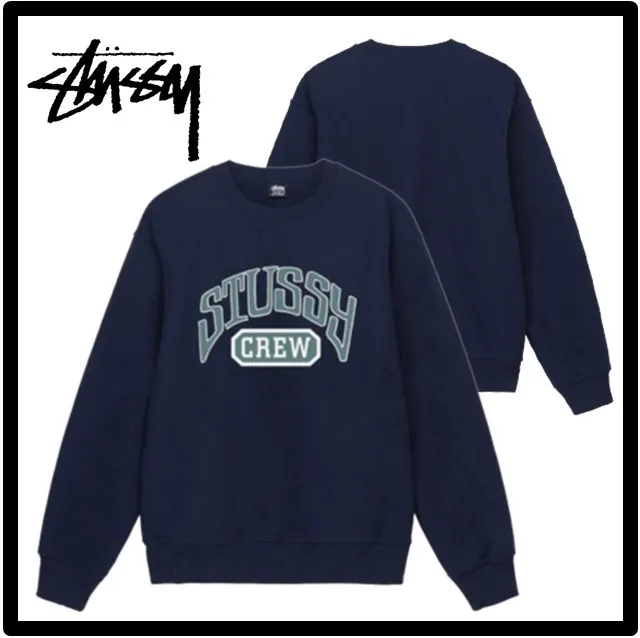 STUSSY  |Unisex Street Style Logo Skater Style Sweatshirts