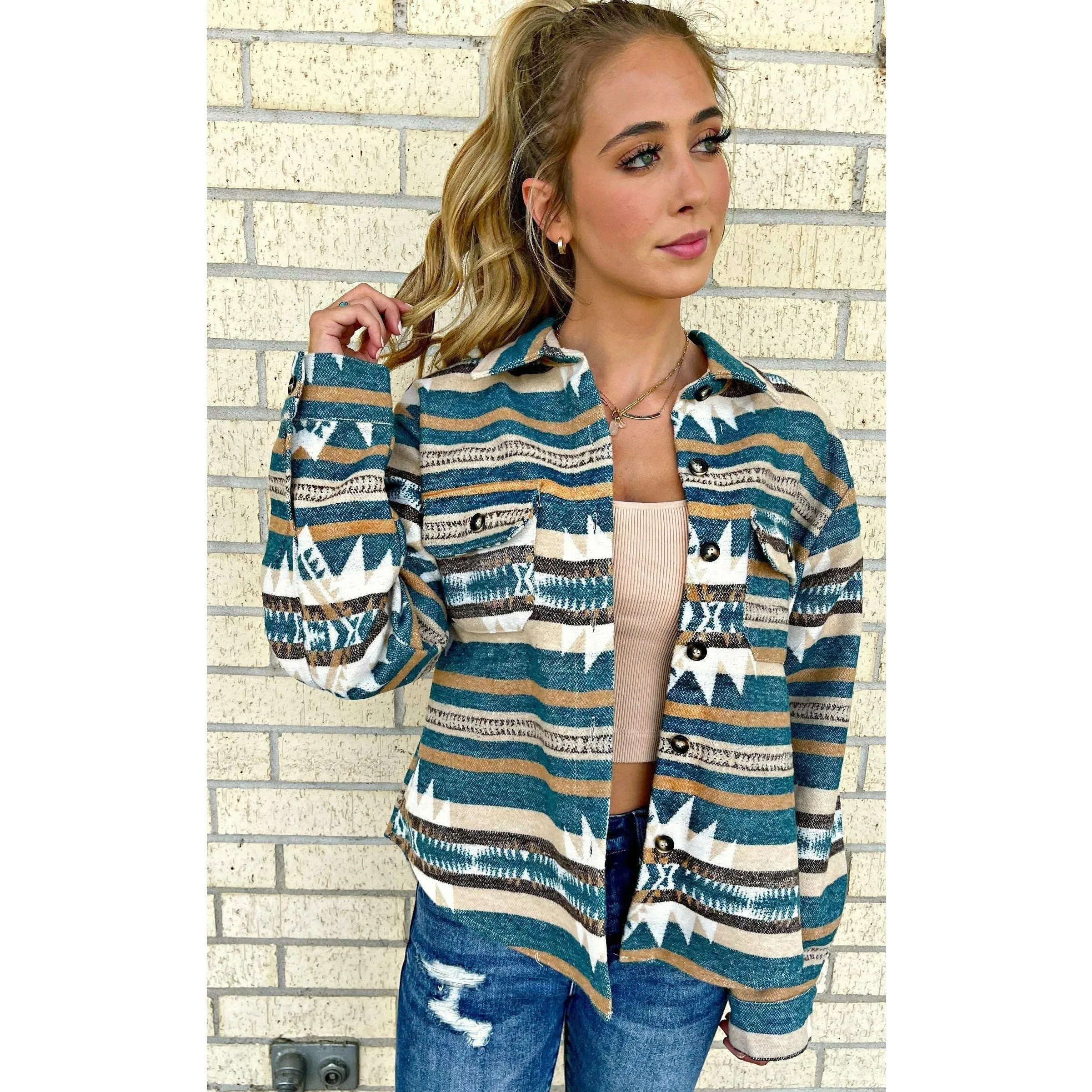 Teal Aztec Jacket