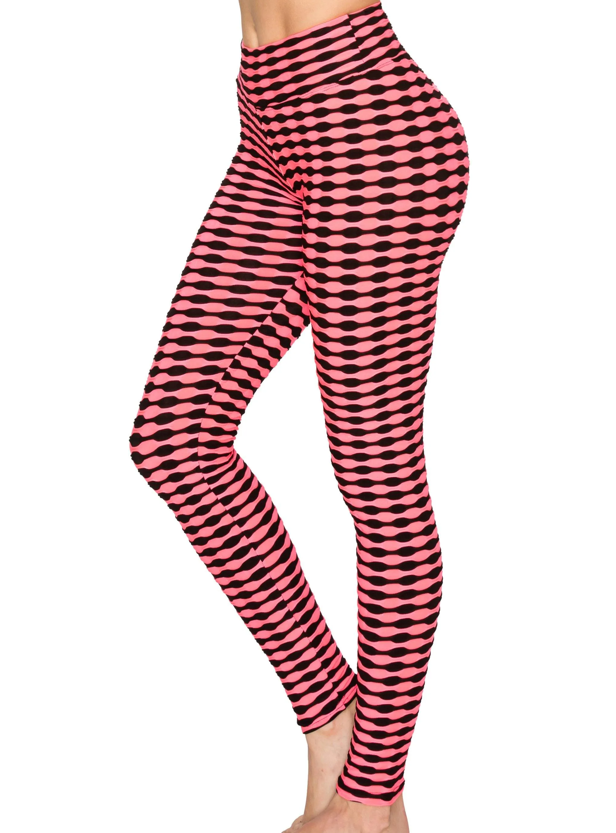 Textured 3D Booty Yoga Pants - High Waist Compression Slimming Butt Lift Patterned Pants