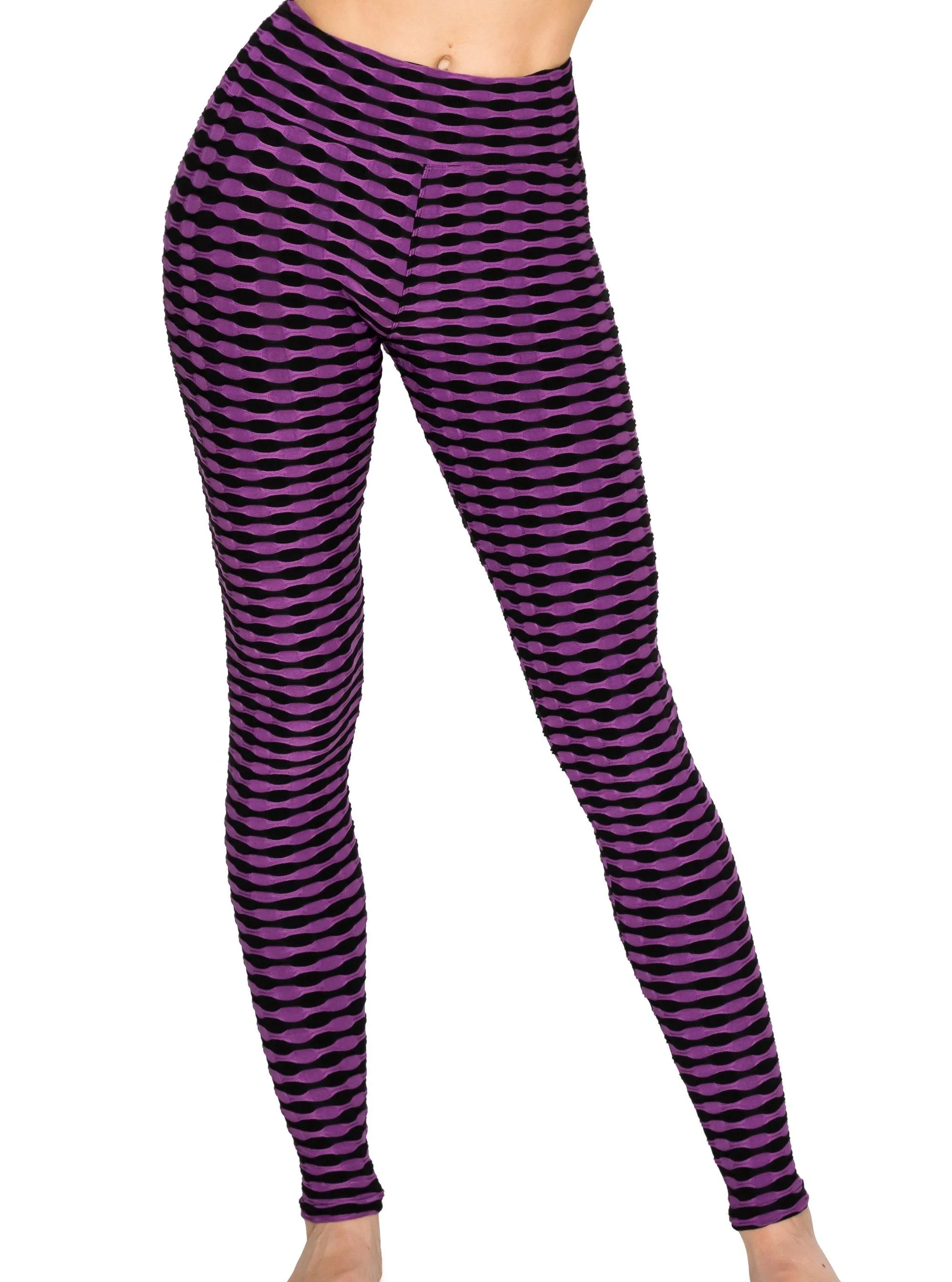 Textured 3D Booty Yoga Pants - High Waist Compression Slimming Butt Lift Patterned Pants