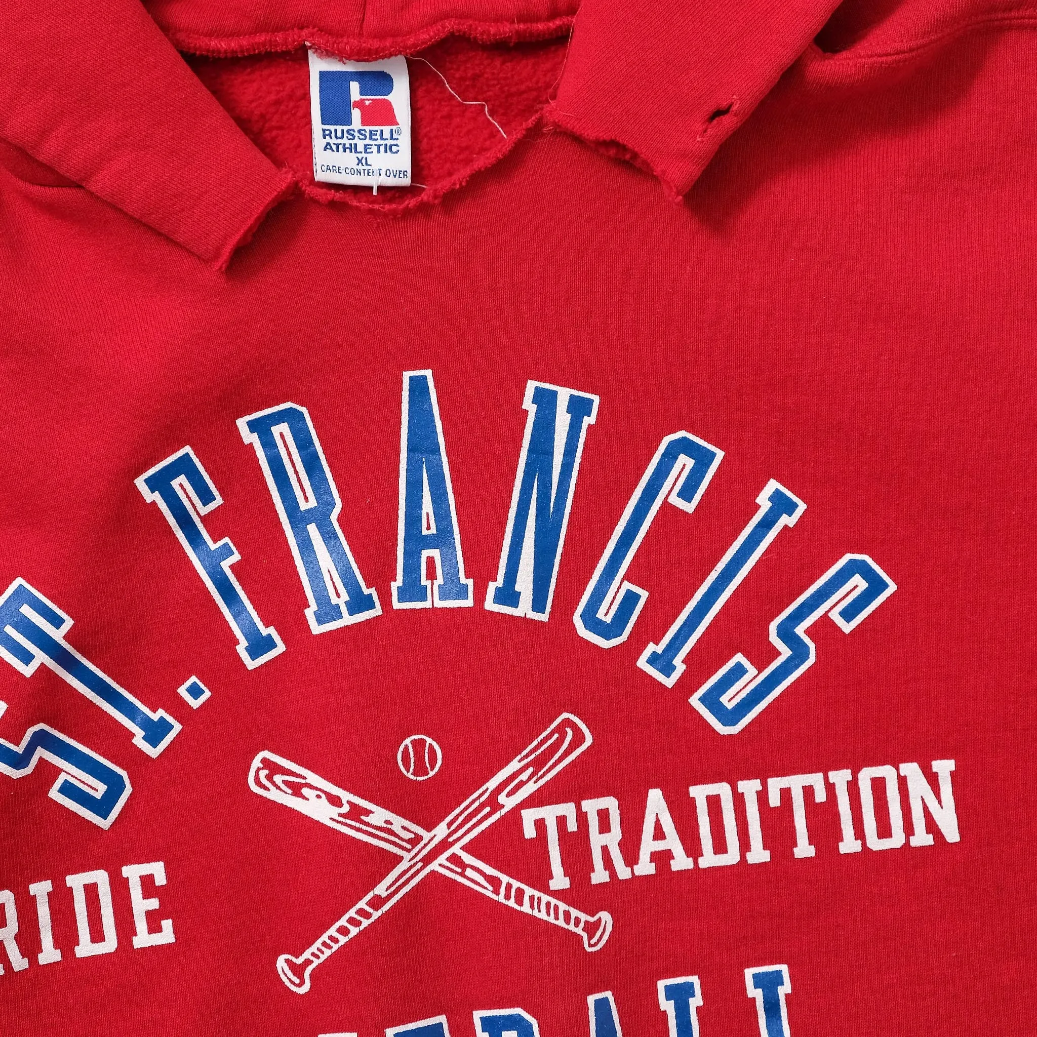 Vintage Russell Athletic St. Francis Baseball Hoody Large