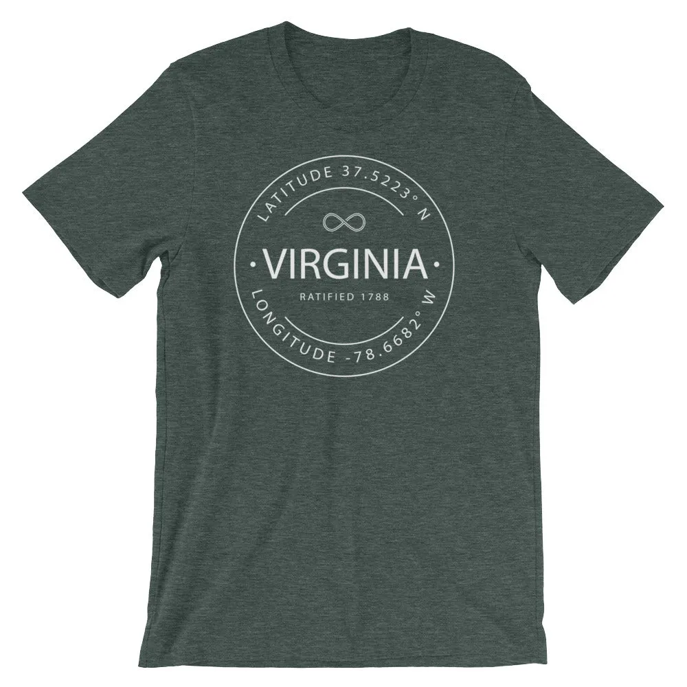 Virginia - Short-Sleeve Unisex T-Shirt - Latitude & Longitude