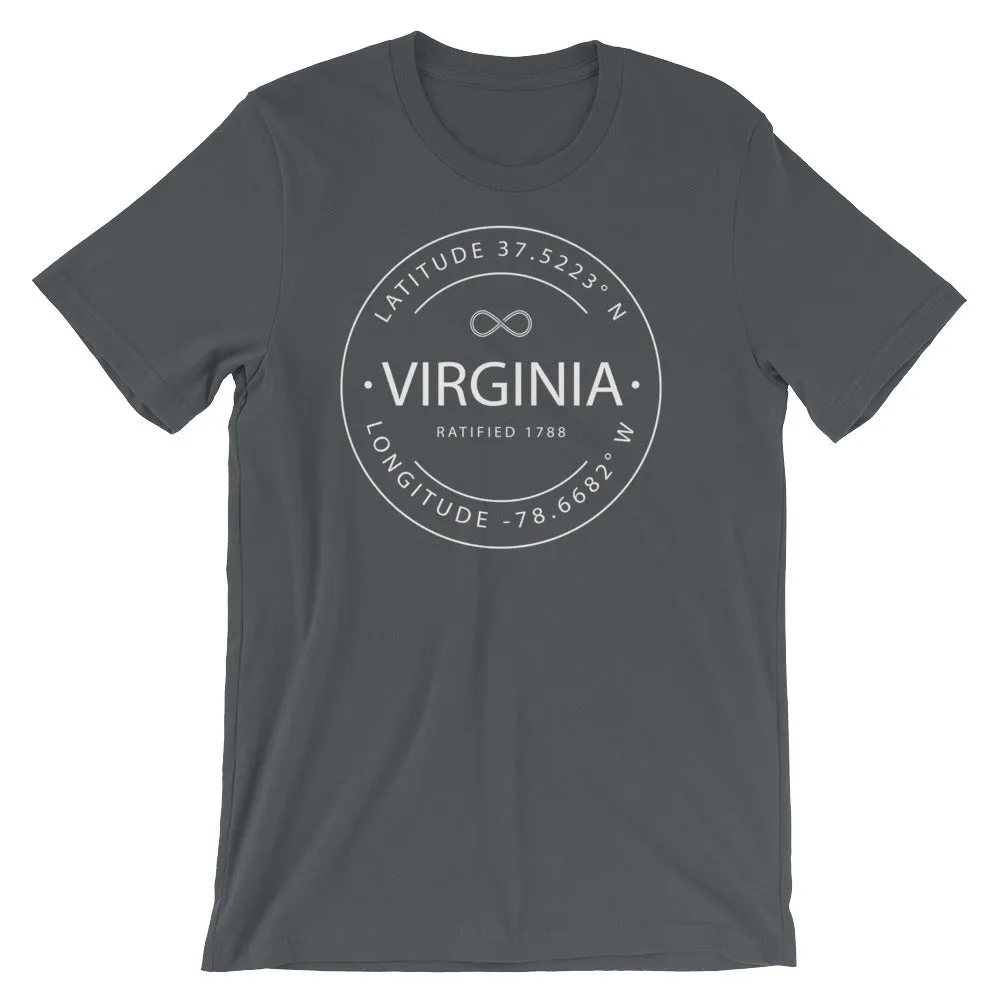 Virginia - Short-Sleeve Unisex T-Shirt - Latitude & Longitude