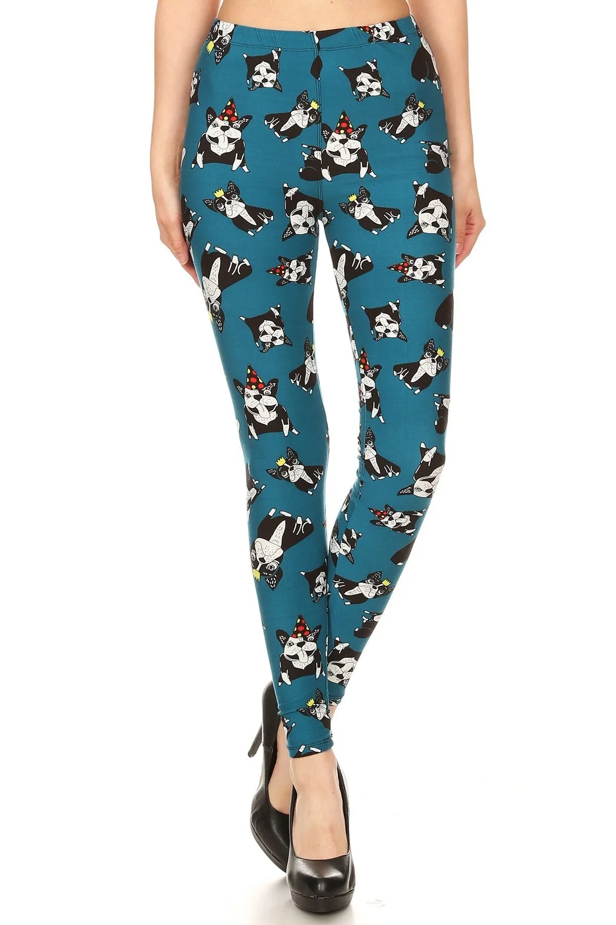 Women's Plus Allover Cartoon Dog Pattern Printed Leggings