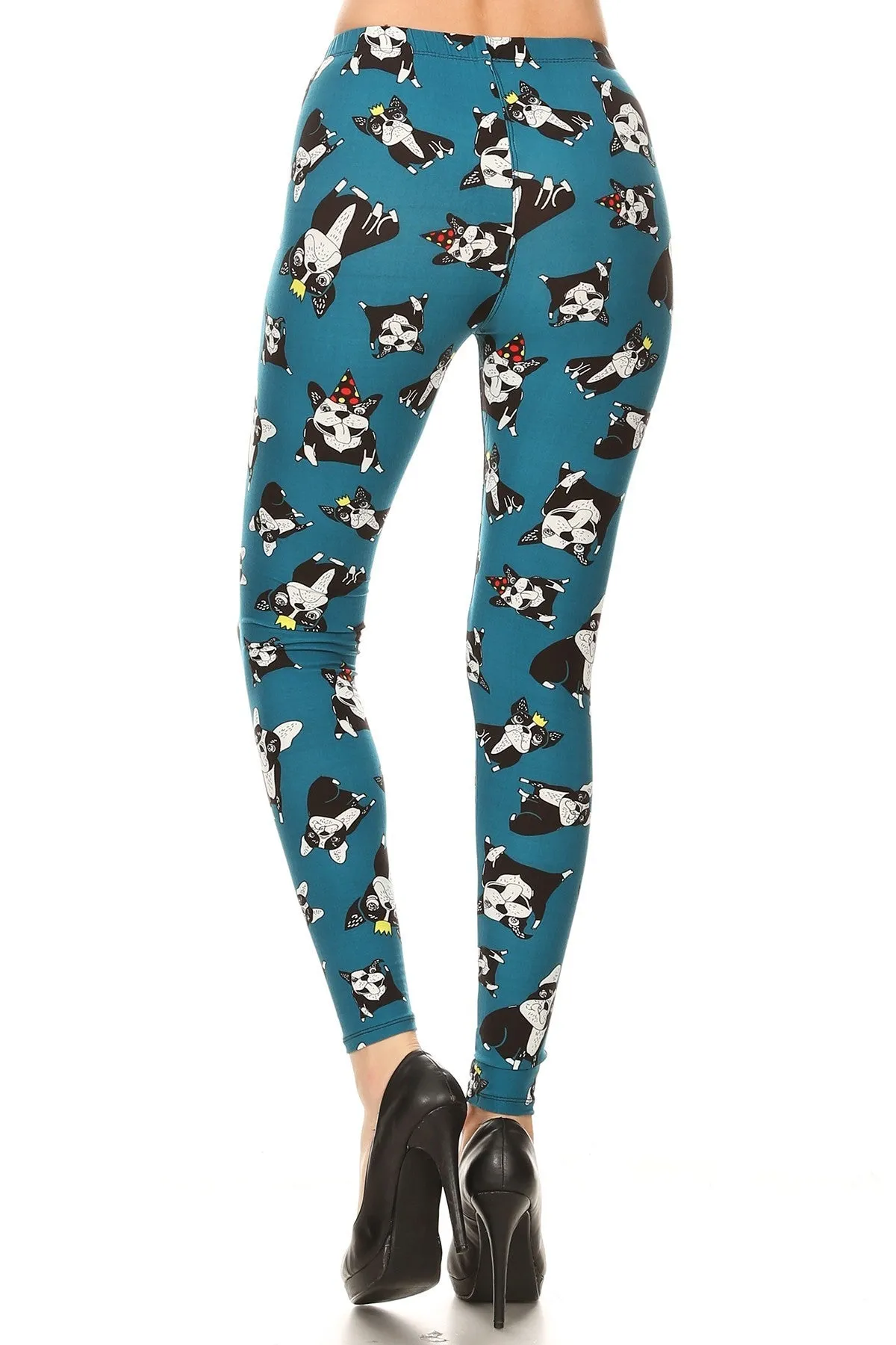 Women's Plus Allover Cartoon Dog Pattern Printed Leggings