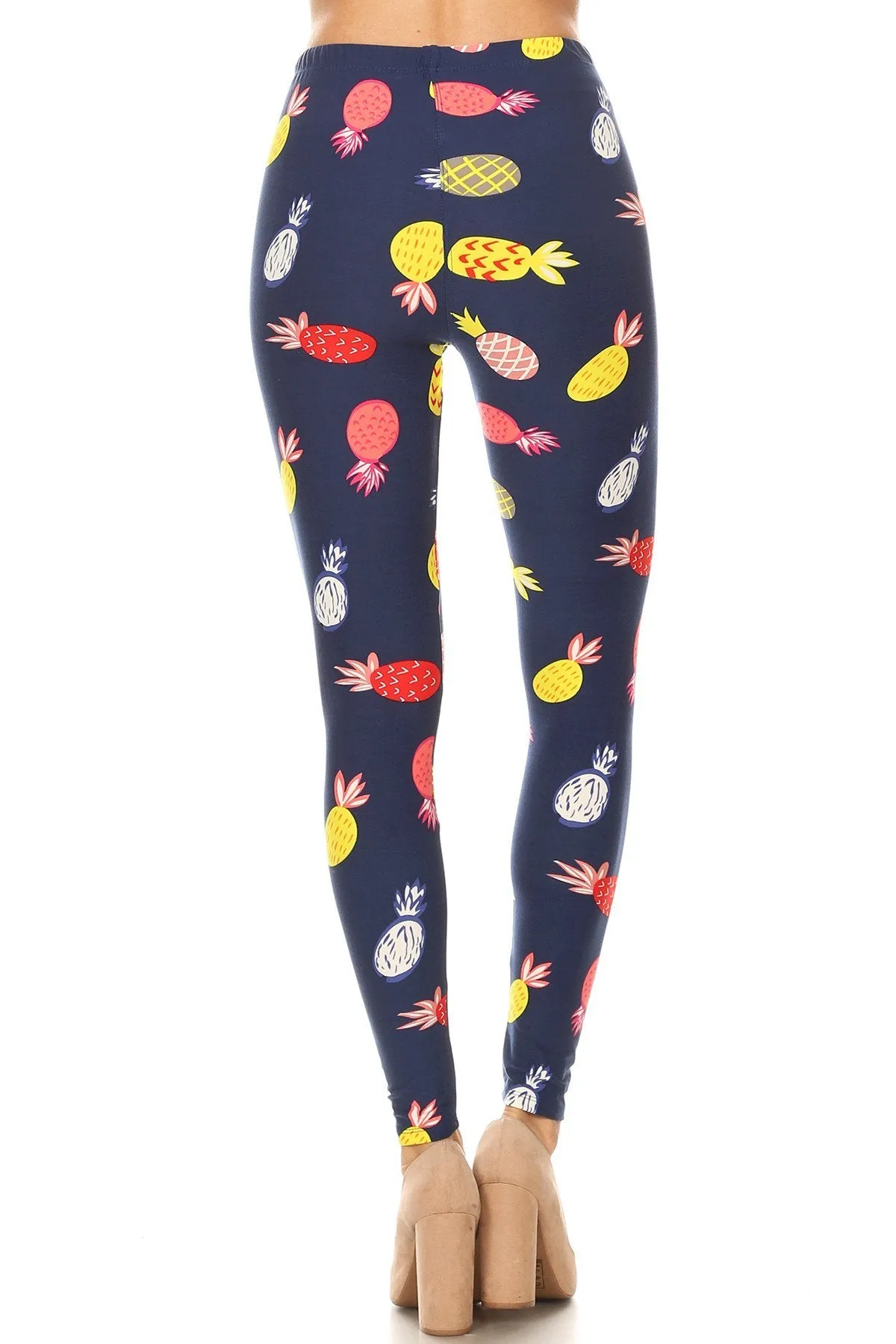 Women's Plus Colorful Pineapple Fruit Pattern Printed Leggings