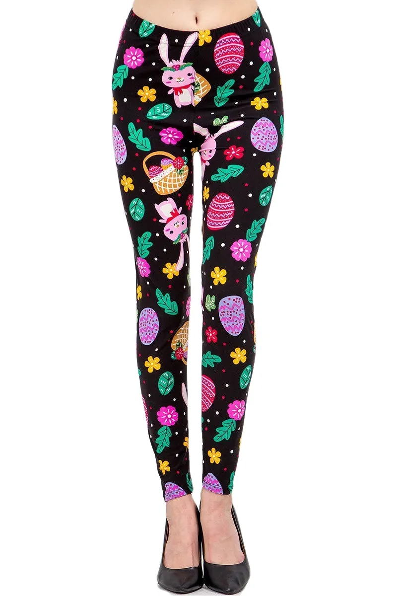 Women's Regular Cute Bunny & Easter Egg Pattern Print Leggings