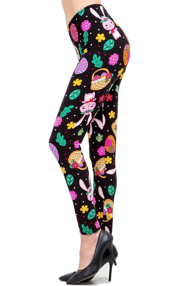 Women's Regular Cute Bunny & Easter Egg Pattern Print Leggings