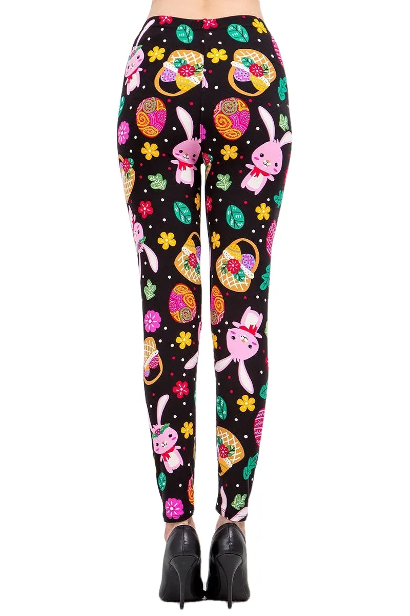 Women's Regular Cute Bunny & Easter Egg Pattern Print Leggings