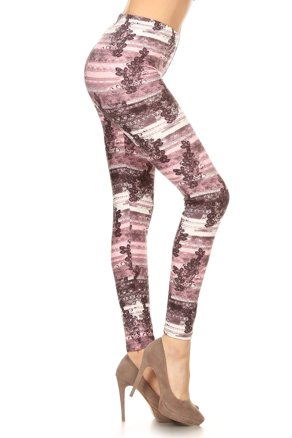 Women's Regular Floral with Border Pattern Printed Leggings