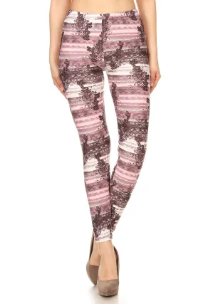 Women's Regular Floral with Border Pattern Printed Leggings