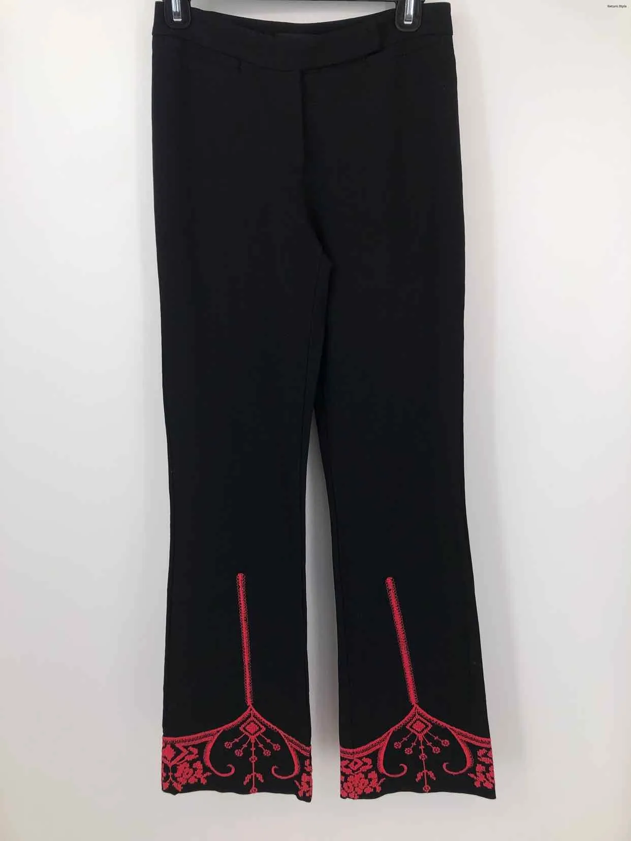 YIGAL AZROUEL Black Red Embroidered Boot Cut Size X-SMALL Pants