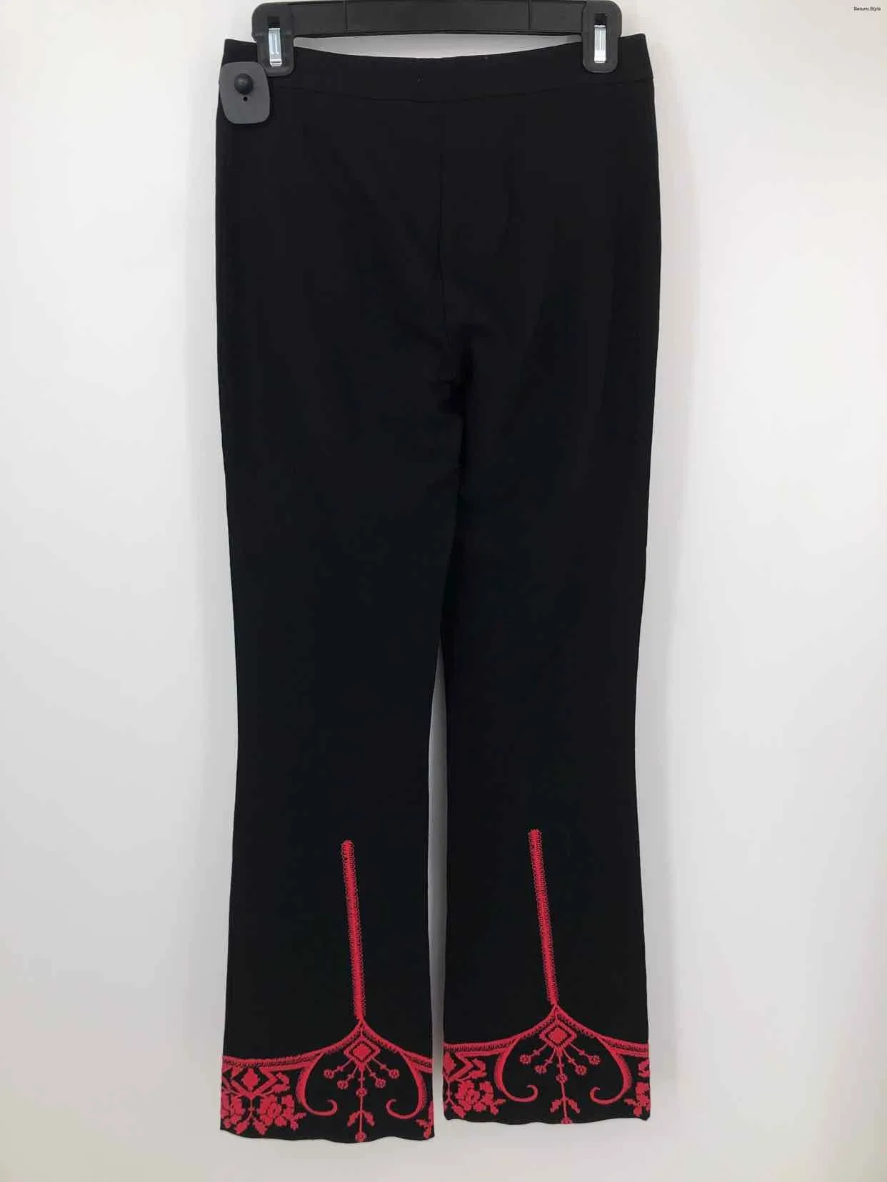 YIGAL AZROUEL Black Red Embroidered Boot Cut Size X-SMALL Pants