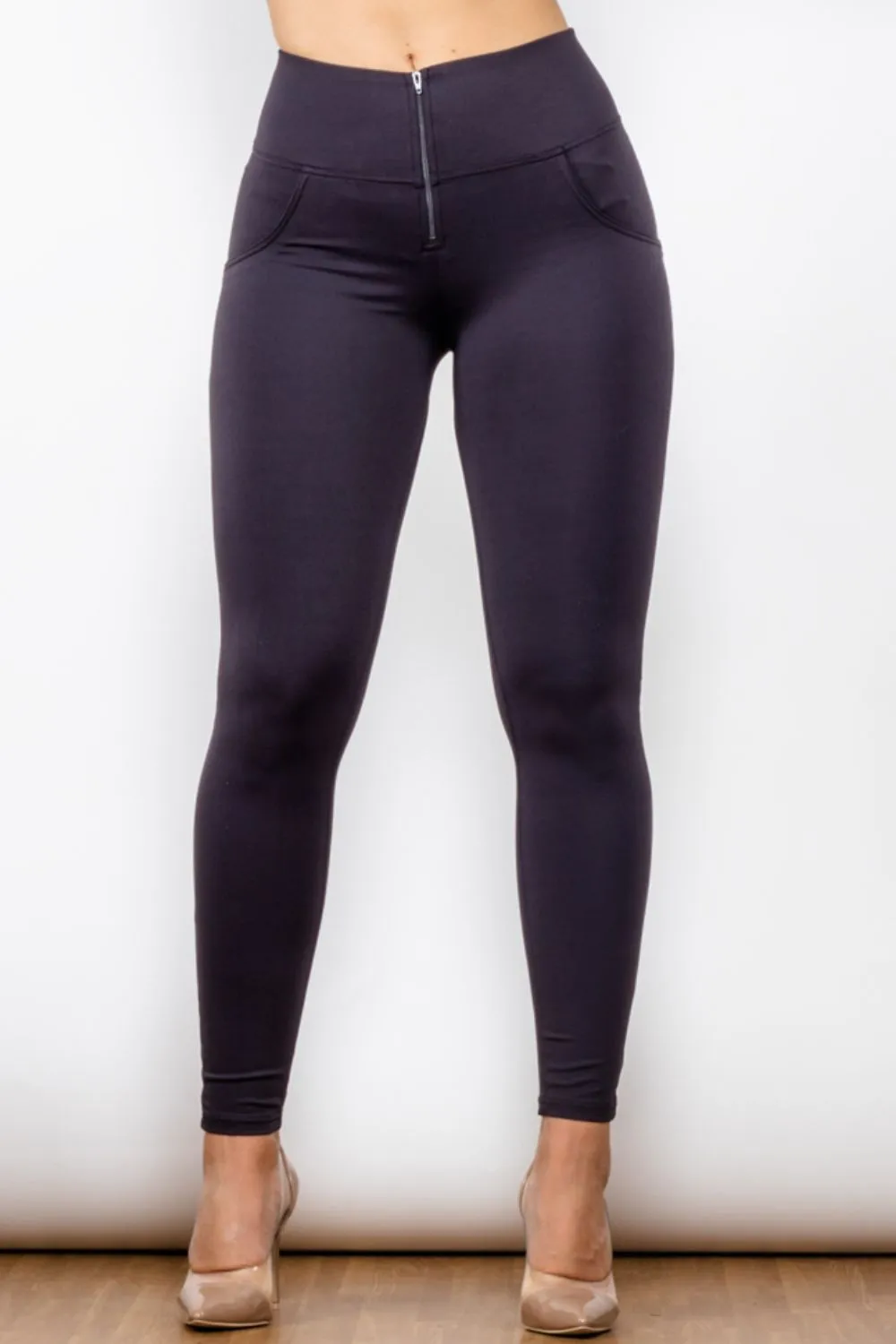 Zip Detail Skinny Long Leggings